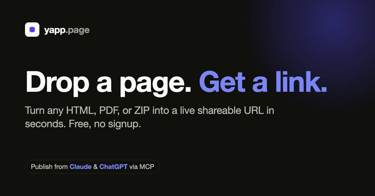 Show HN: Yapp.page, publish a webpage from a Claude or ChatGPT chat